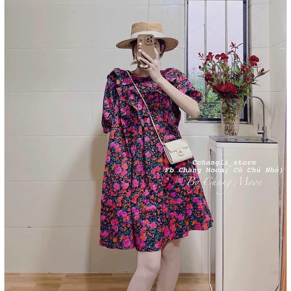 Đầm suông hoa bèo tươi mát