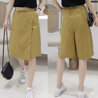 Phiên Bản Cắt Rộng Cropped 'Quần Thẳng Hàn Quốc Không Đều Quần Thường Ngày Mùa Hè Culottes Thường Ngày Giữa Chiều Dài Hai Nữ Mới Quần Giả Rời]
