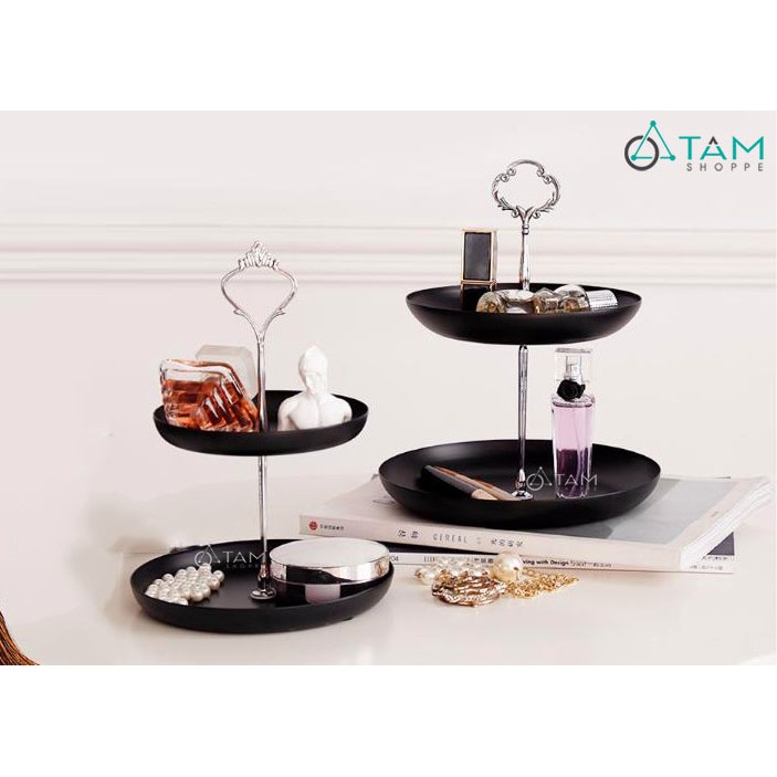 Khay đựng bánh 2 tầng Cake stand kim loại S-CSTAND-02 TAN
