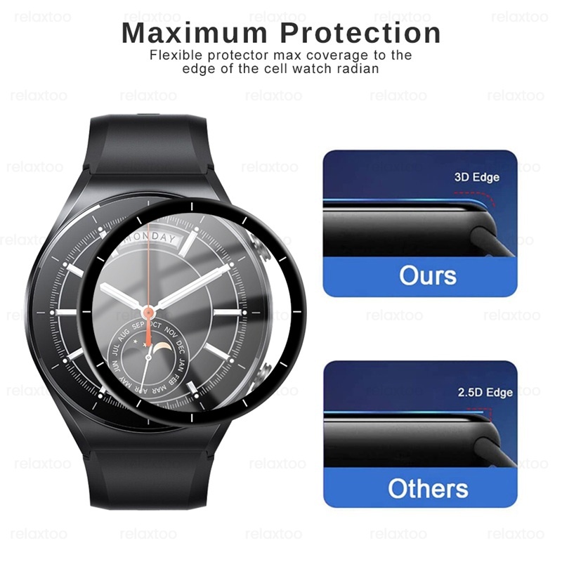 Kính Cường Lực 9D Viền Cong Bảo Vệ Màn Hình Đồng Hồ Thông Minh Xiaomi Mi Watch S1