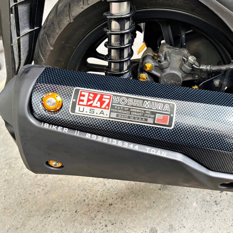 Tem nhôm YOSHIMURA U.S.A chính hãng sticker FASP dán pô xe, ống xả nhiệt chất liệu hợp kim nhôm full keo 3M trang trí xe