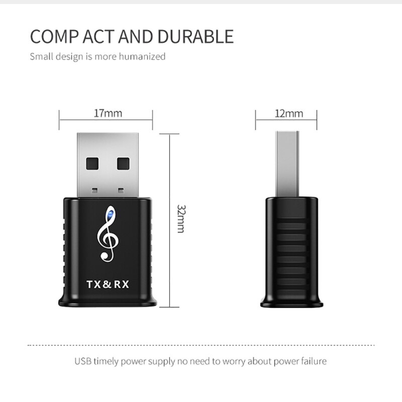 USB thu tín hiệu âm thanh Bluetooth 5.0 2 trong 1 tiện dụng cho xe hơi/ tivi/ máy tính