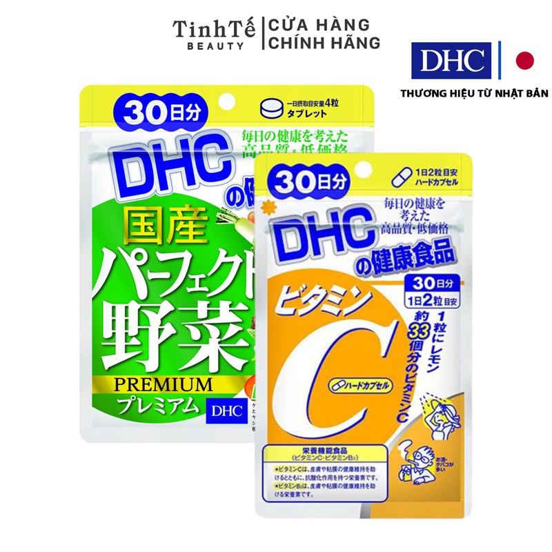 COMBO Viên uống DHC Giảm Nóng Trong - Sáng Da 30 Ngày (Rau Củ &amp; Vitamin C)