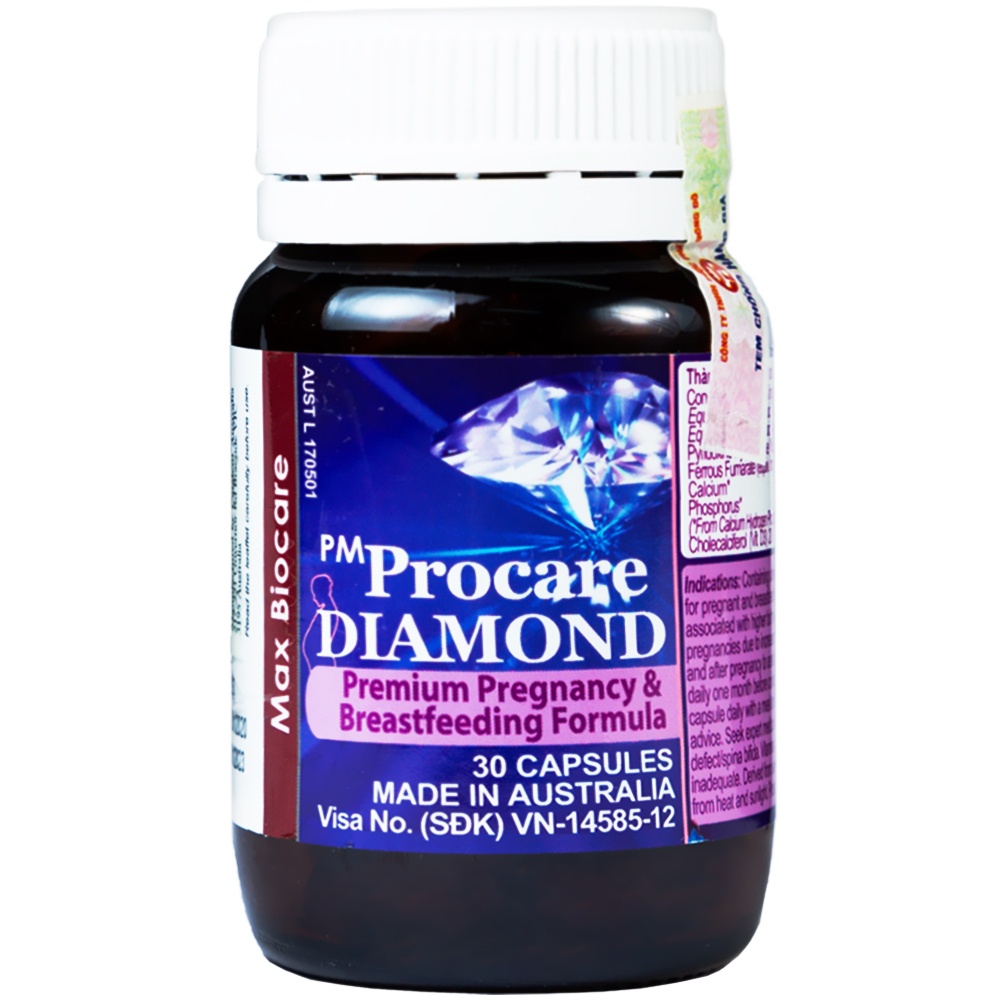 Vitamin Cho Bà Bầu PM Procare Diamond Cung Cấp Dưỡng Chất Cần Thiết Cho Sự Phát Triển Của Thai Nhi Và Trẻ Nhỏ Lọ 30 Viên