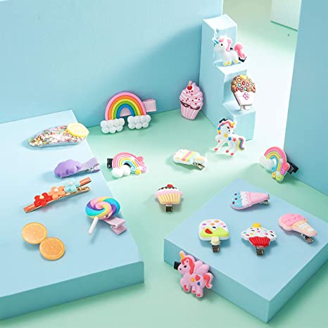 Set 10 kẹp tóc hình ngựa một sừng đáng yêu cho bé gái