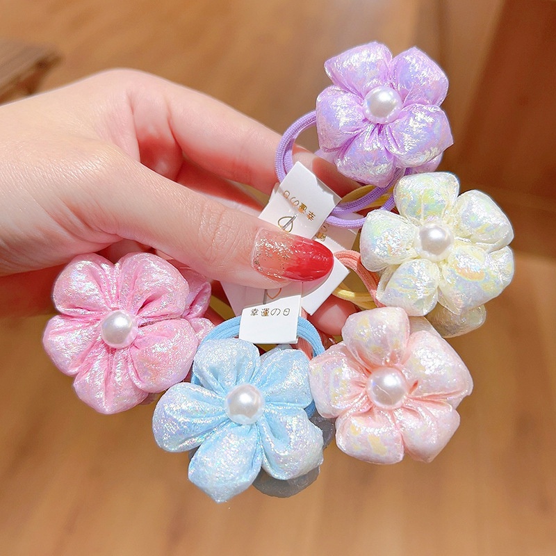 Set 2 Dây Buộc Tóc Đính Hoa Ba Chiều Dễ Thương Cho Bé Gái