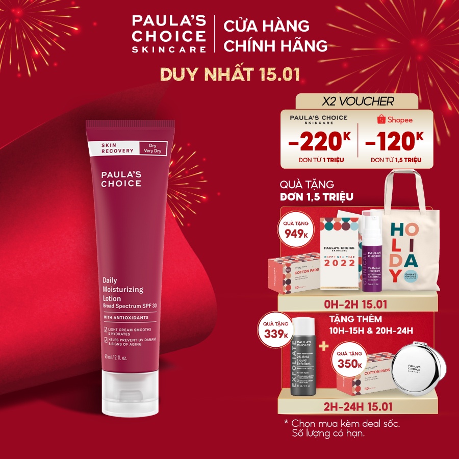 Kem chống nắng dưỡng ẩm phục hồi da tổn thương Paula’s Choice Skin Recovery Daily Moisturizing Lotion SPF 30-60ml 1460