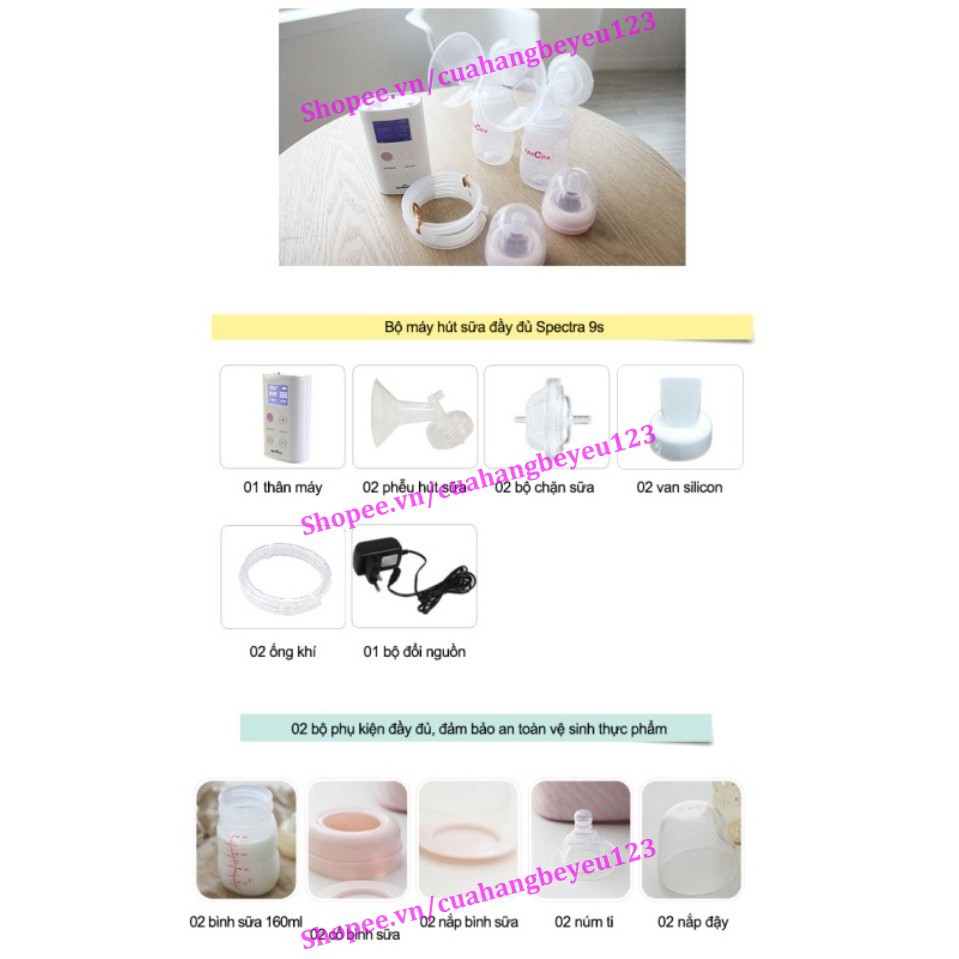 (100% Chính hãng) Máy hút sữa điện đôi cao cấp SPECTRA 9S (TẶNG MÁY HÂM SỮA 2 BÌNH CỔ RỘNG FATZBABY FB3012SL)