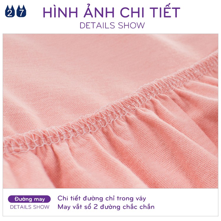 Váy sát nách bé gái 27HOME váy trơn cho bé chất cotton hàng xuất Âu Mỹ