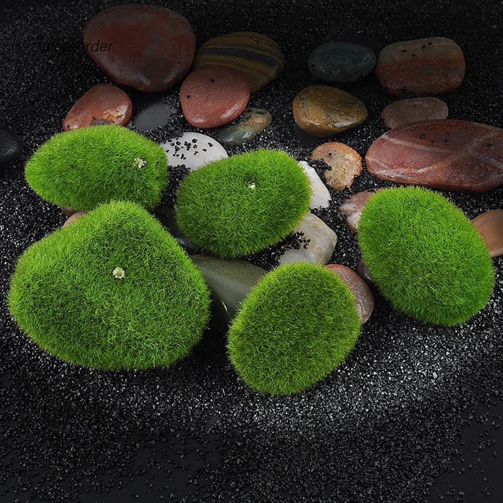 Set 5 mô hình viên đá phủ rêu xanh giả dùng trang trí hòn non bộ