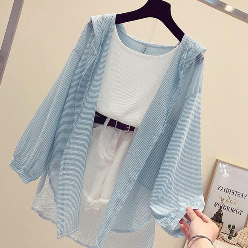 Áo khoác cardigan màu trơn chống nắng thời trang