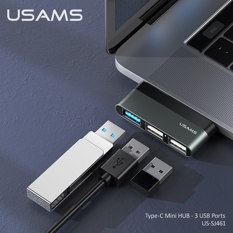 Hub USAMS Chia 3 Cổng Usb Hdmi Cho Xps For 13 Macbook Pro Android Samsung S20 Note 20 Ipad Pro