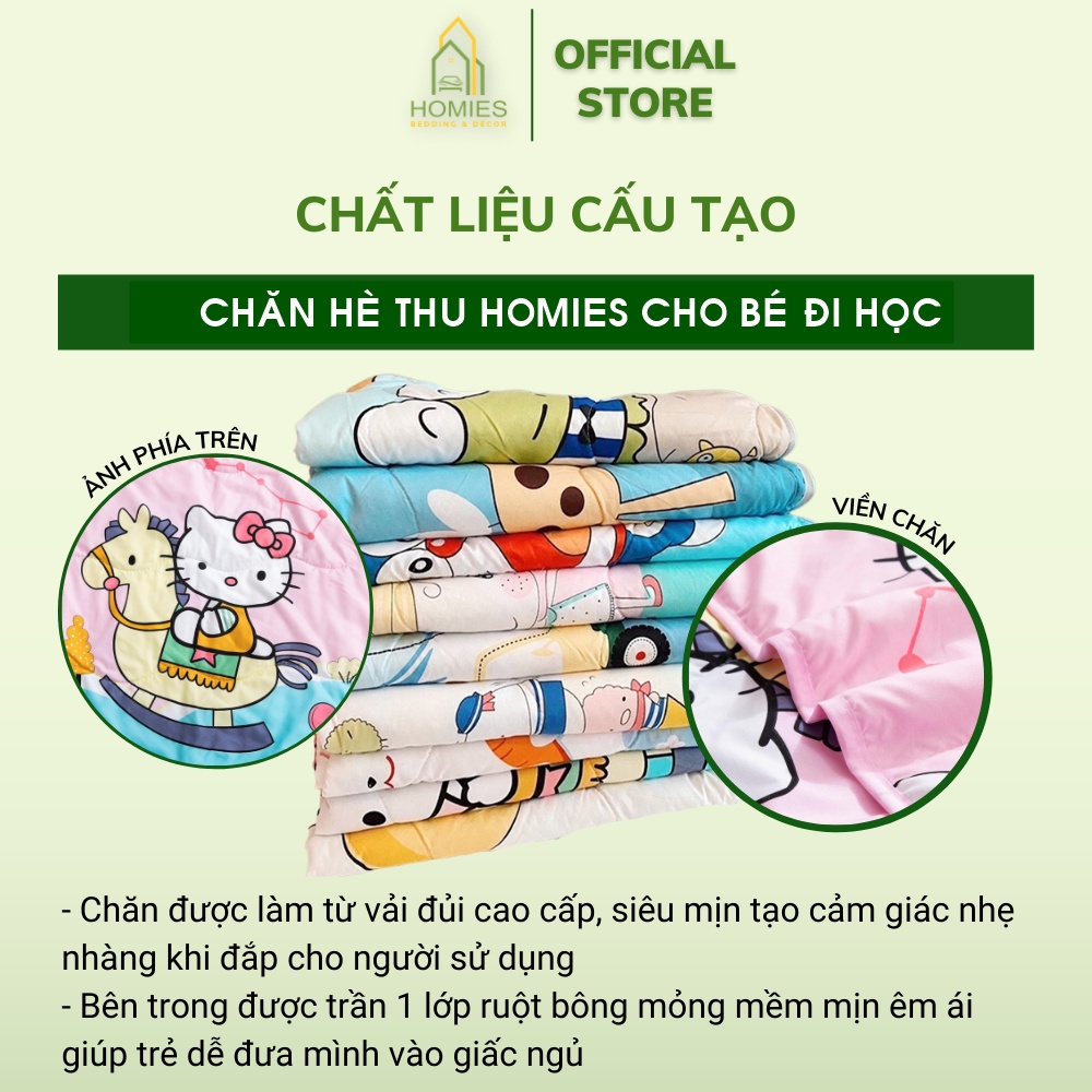 Chăn trẻ em HOMIES  20 Mẫu chất cotton đũi cho bé đắp mùa hè thu, đắp văn phòng - 1m x 1m5 Mềm Mát 4.7