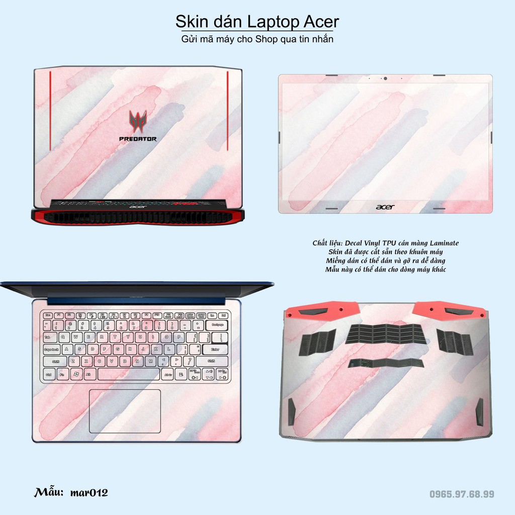 Skin dán Laptop Acer in hình vân Marble nhiều mẫu 2 (inbox mã máy cho Shop)