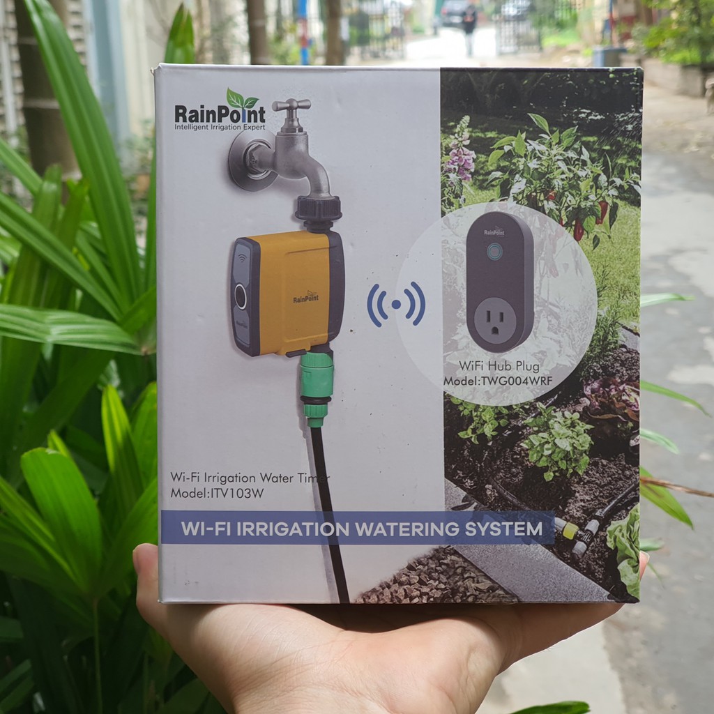 Bộ điều khiển tưới tự động RainPoin sử dụng Pin kết nối Wifi - Ưu việt,  An Toàn, Tiện Lợi