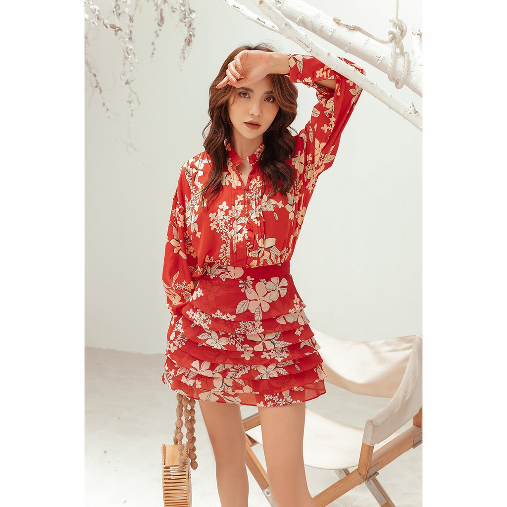 [Mã WABRLOW5 giảm 15% đơn 300K] Chân váy lụa ngắn họa tiết JAC0010 92WEAR | BigBuy360 - bigbuy360.vn