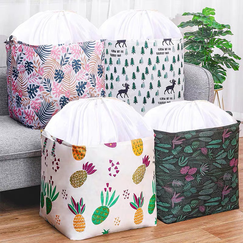 Túi vải đựng quần áo cỡ lớn 100L, miệng túi dây rút, vải không dệt, gấp gọn tiện lợi TD03 (Loại rẻ)