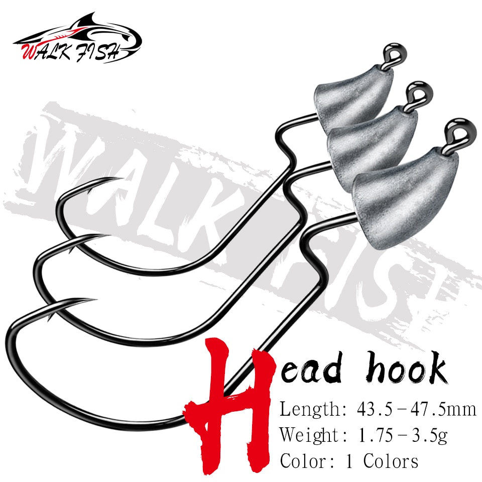 Bộ 5 móc câu cá WALK FISH đầu hình viên đạn mềm 1.75g / 2.5g / 3.5g