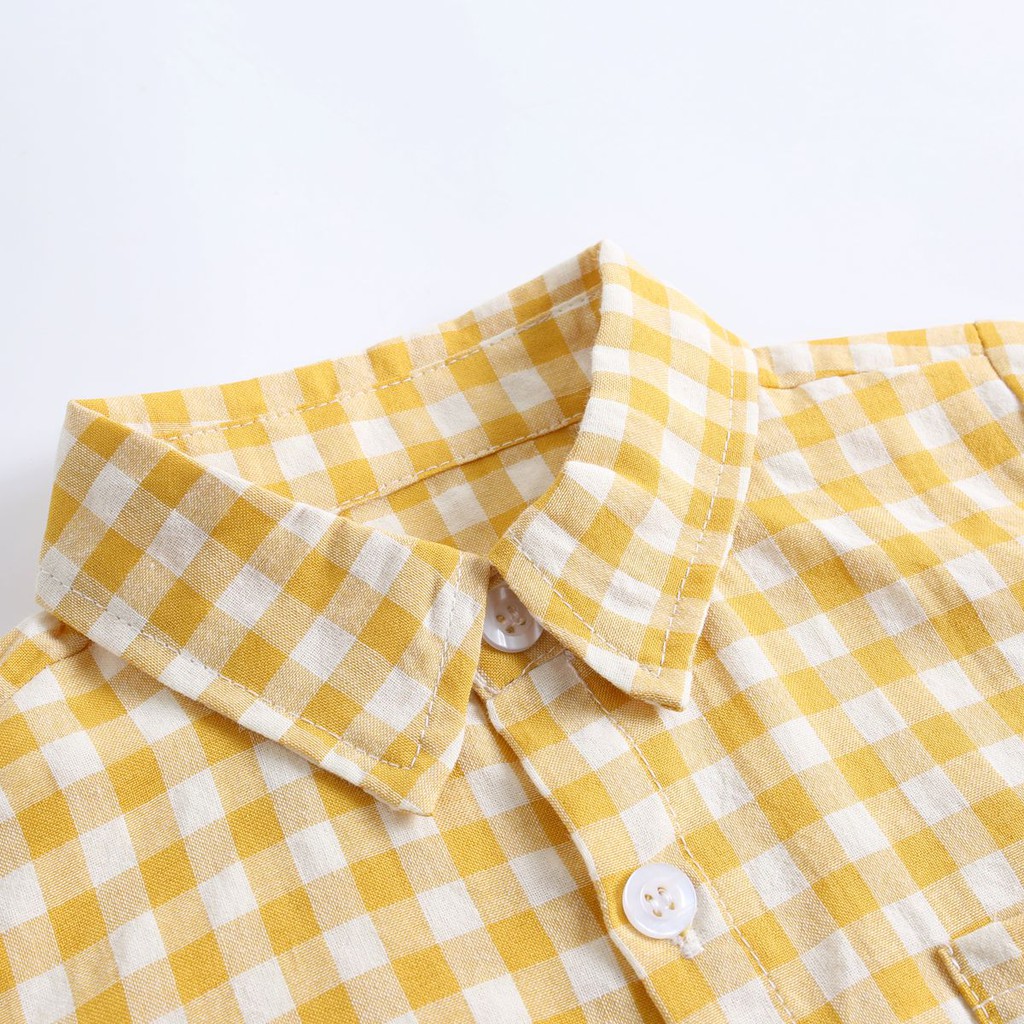 Áo Sơ Mi Liền Thân Sanlutoz Thời Trang Mùa Hè Màu Vàng Cho Bé Gái