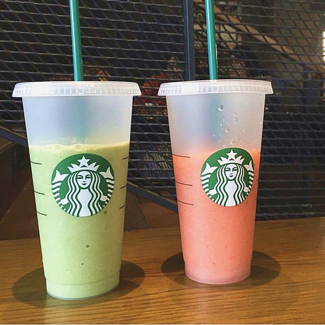 Cốc uống nước trong suốt thay đổi màu sắc họa tiết Starbucks 24 oz