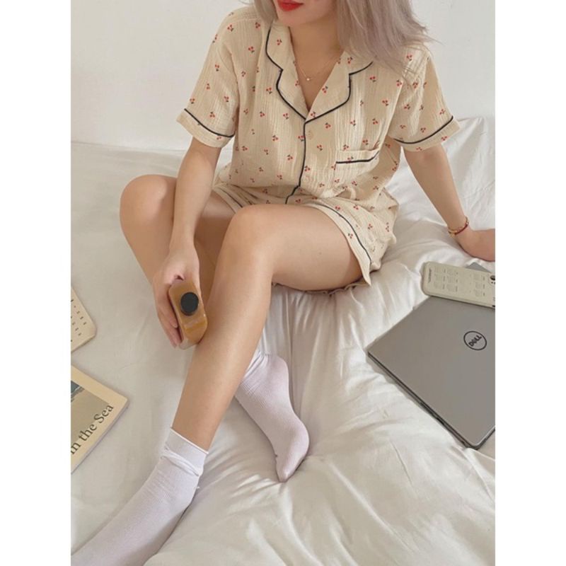 Set Pyjama Tay Ngắn Họa Tiết Nữ [FREESHIP]Bộ đồ ngủ mặc ở nhà,chất đũi xô nhiều hình cute