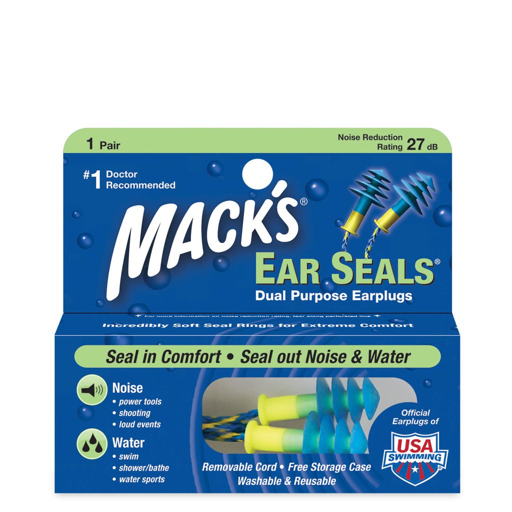 Nút bịt tai đa năng chống ồn chống nước Ear Seals thương hiệu Mack's (USA) - Hộp 1 đôi [Halongstars]