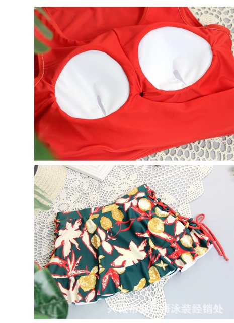 Bộ bơi bikini 3 mảnh áo+váy+quần đùi