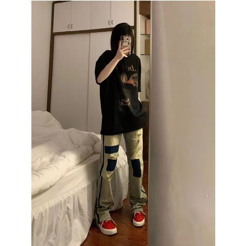 ☼Quần Jeans Dài Rách Gối Màu Sắc Thời Trang Dành Cho Nữ