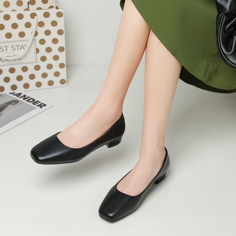 Giày Cao Gót Da Mũi Vuông Thời Trang Cho Nữ