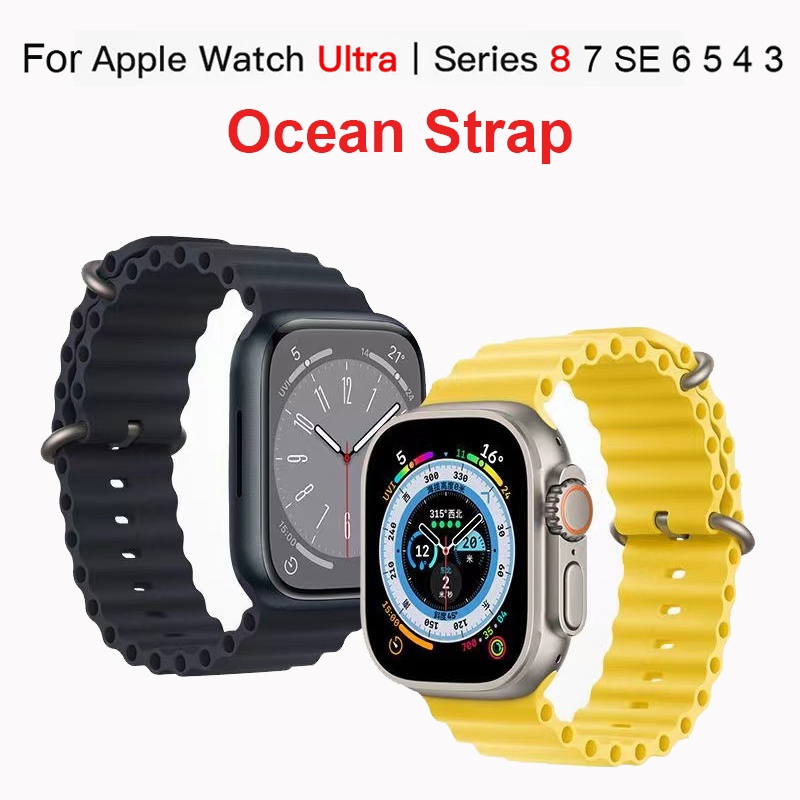 Dây Đeo Silicon Cho Đồng Hồ Thông Minh IWatch Series 7 6 3 Se Ultra 8 49mm 44mm 40mm 45mm 41mm 42mm 38mm T500 Pro X8 D20