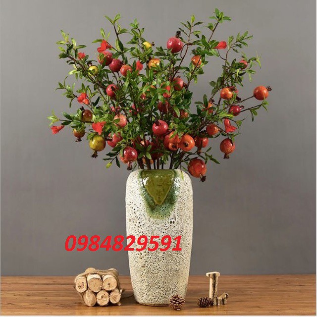 Cành Lựu  Trĩu Quả Trang Trí 7 Quả Lớn, Dài 100M Cao Cấp