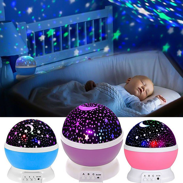 Đèn LED Chiếu Hình Trăng Sao Xoay 360 Độ Ánh Sáng Ban Đêm Trang Trí Phòng Ngủ° Vòng Cổ Xoay Được