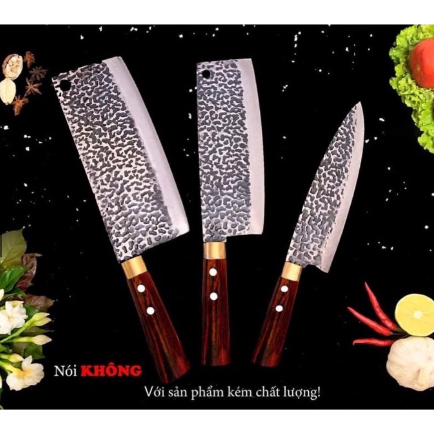 Bộ 3 dao thép Nhíp 100% ( Chặt - Thái - Lọc)