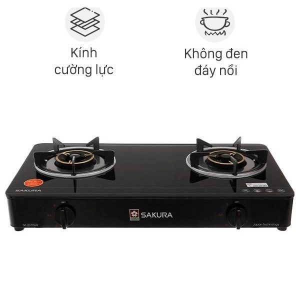 Bếp gas đôi Sakura SA-2375GB - Chính hãng trưng bày+Tặng dây gas- Kính cường lực -Đầu đốt tiết kiệm gas
