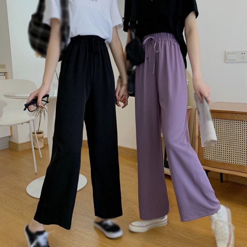 Quần dài ống rộng lưng cao phong cách trẻ trung cho nữ | BigBuy360 - bigbuy360.vn