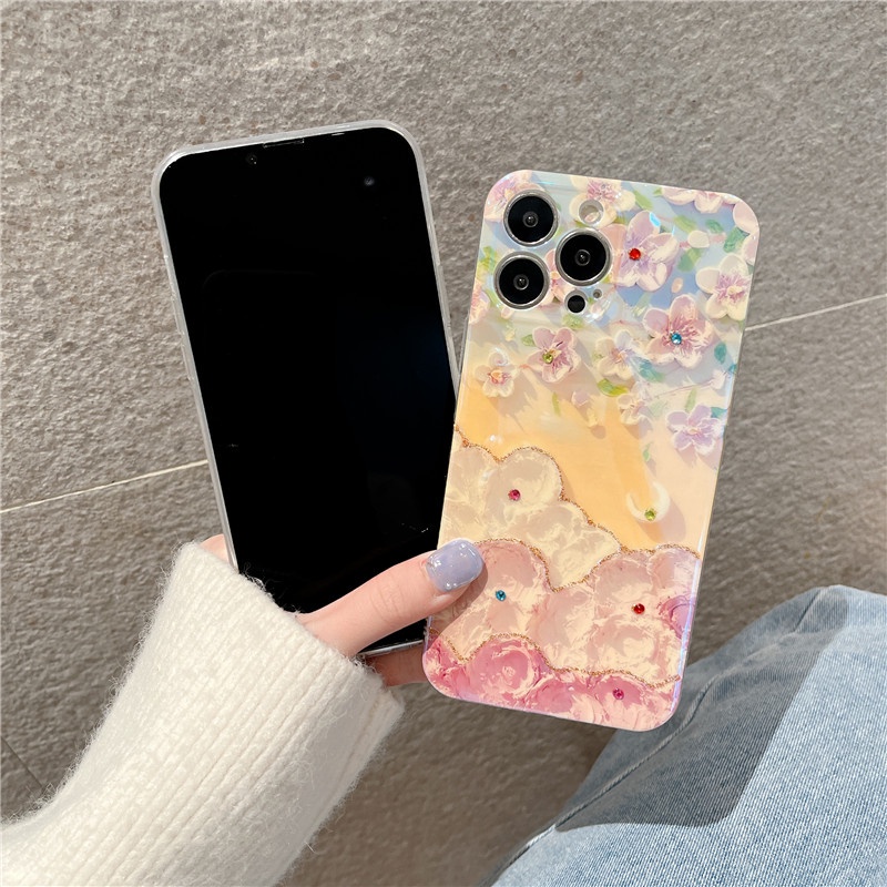 Ốp Điện Thoại Silicone In Hình Hoa Anh Đào Cho iPhone 15 14 11 12 13 X XS XR Pro Max 7 8Plus