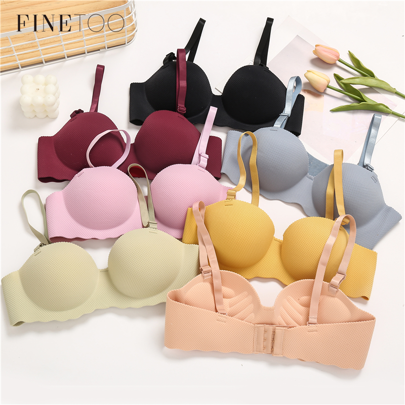 FINETOO Women Push Up Bra Female Seamless Underwear A/B Cup Solid Color Invisible Removable Strap Bras | WebRaoVat - webraovat.net.vn