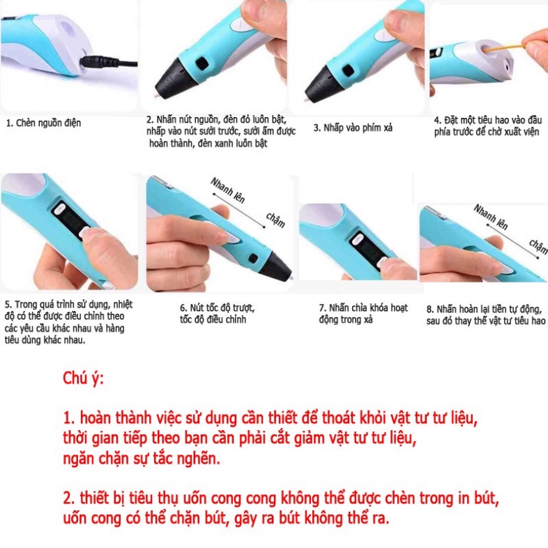Bút Vẽ Mô Hình In 3D Sáng Tạo - Bút in 3D Thông Minh Với Màn Hình Led Hiển Thị, Điều Chỉnh Tốc Độ Dây In
