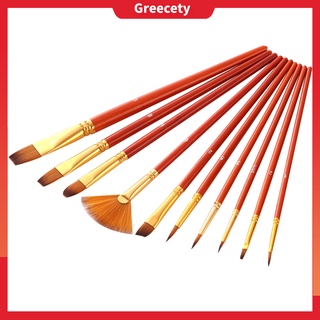 Bộ 10 cọ vẽ tranh màu nước tay cầm acrylic và sợi nylon