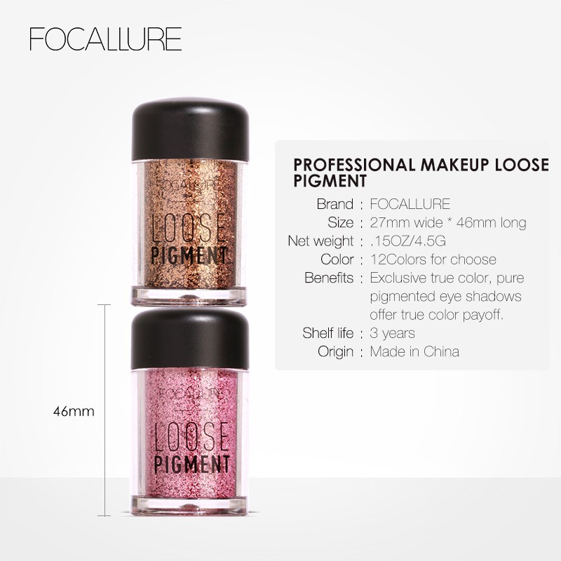 Phấn mắt FOCALLURE tông nhũ lấp lánh 18 màu tùy chọn Bóng mắt