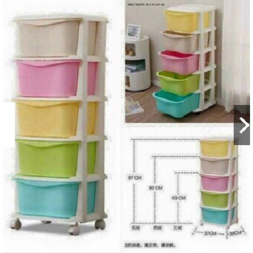 Tủ nhựa ngăn kéo 5 tầng đa sắc màu có bánh xe hàng LOẠI 1