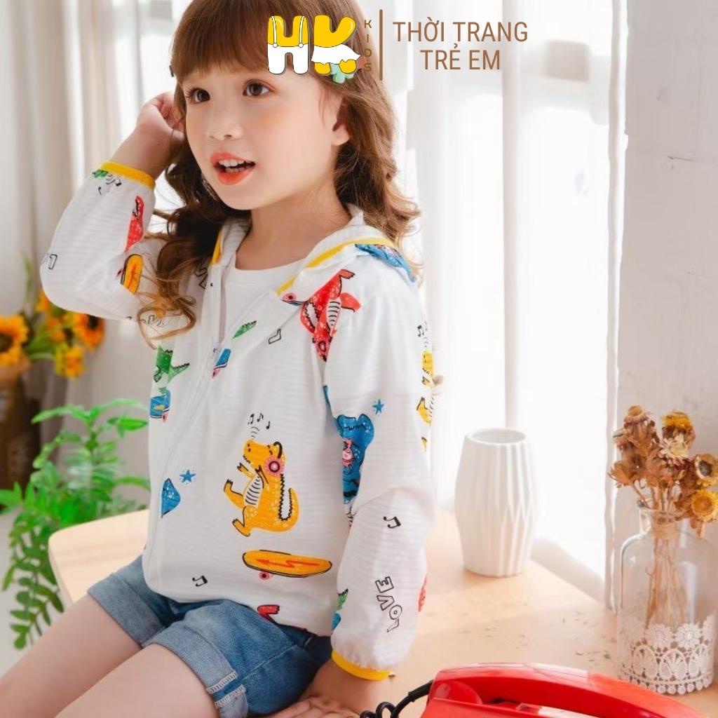 Áo chống nắng cho bé HK KIDS, áo khoác mỏng chống nắng kèm mũ chất cotton sợi tre mềm mát size từ 1 đến 6 tuổi