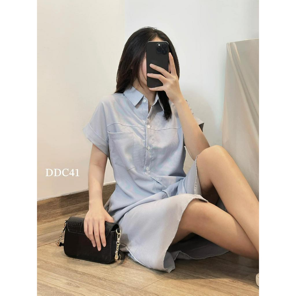 Đầm somi suông sọc tay gấp line phong cách bassic CHIBEST DDC41