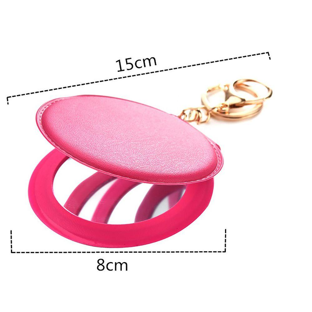 [Hàng mới về] Gương trang điểm bỏ túi bằng da PU kết cấu tốt chống bẩn 2 mặt hình tròn nhỏ có móc khóa cho du lịch
