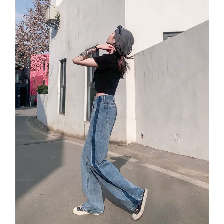 Quần Jeans Baggy Lưng Cao Ống Suông, Quần Jeans Baggy Nữ Ống Rộng, Quần Jeans Baggy Nữ Cạp Cao Ống Rộng