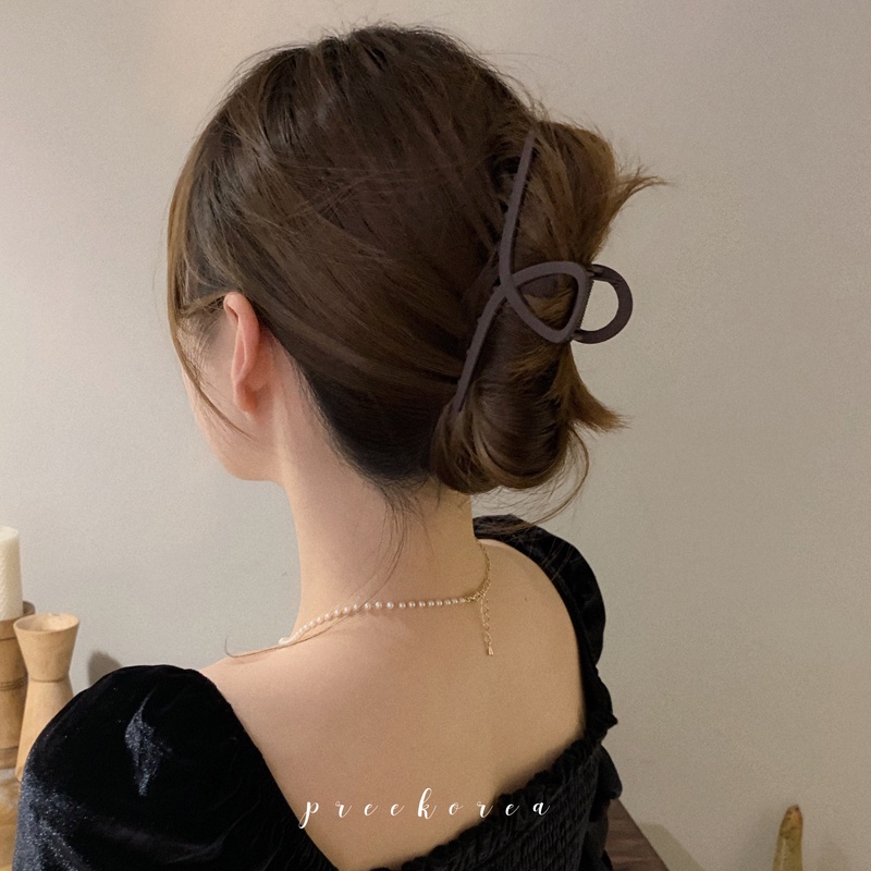 Kẹp tóc kim loại màu đen/ kaki phong cách Hàn Quốc thanh lịch cho nữ