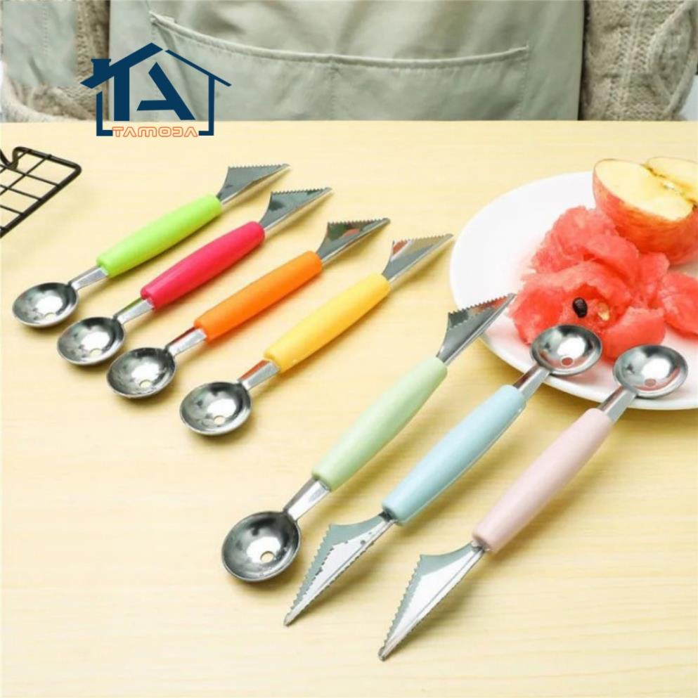 Dao tỉa 2 đầu inox nạo tạo hình trái cây củ quả thẩm m