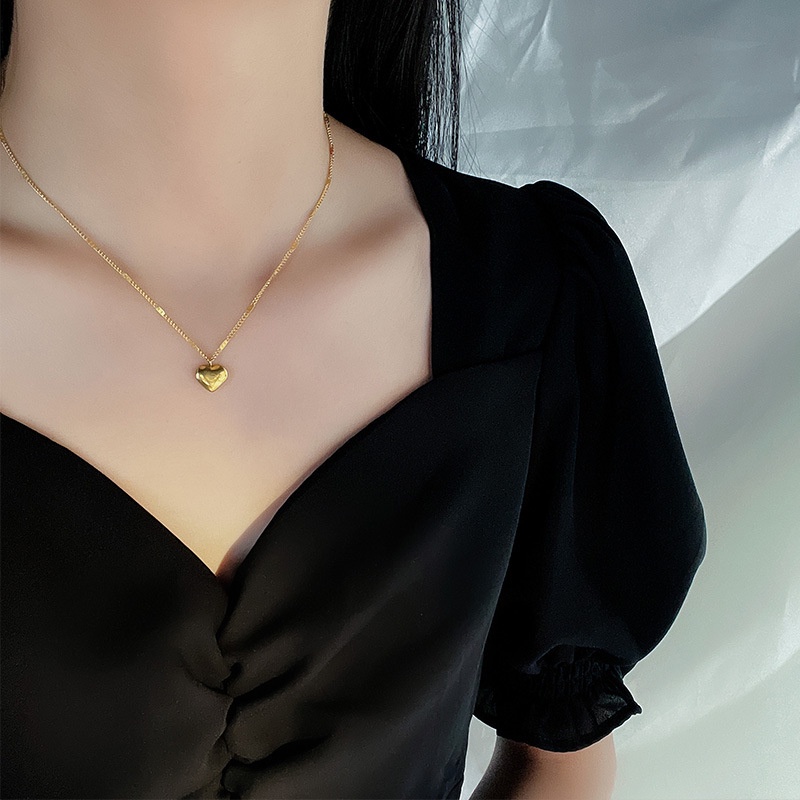 Dây chuyền bằng thép titan mặt hình trái tim không gây dị ứng thời trang cho nữ