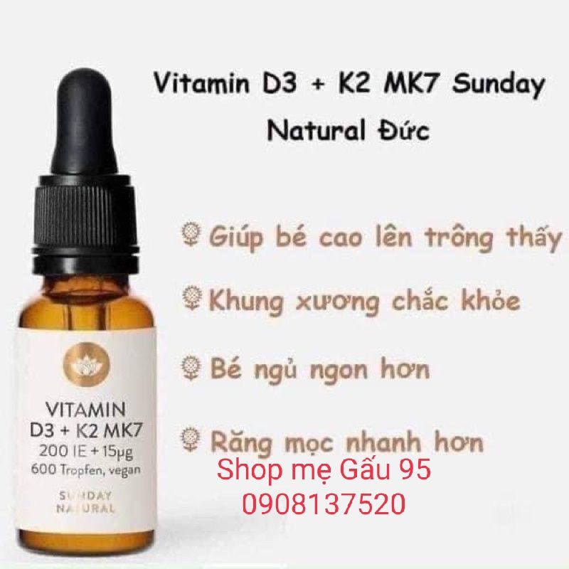 Vitamin D3 K2 MK7 Sunday Natural Đức 20ml