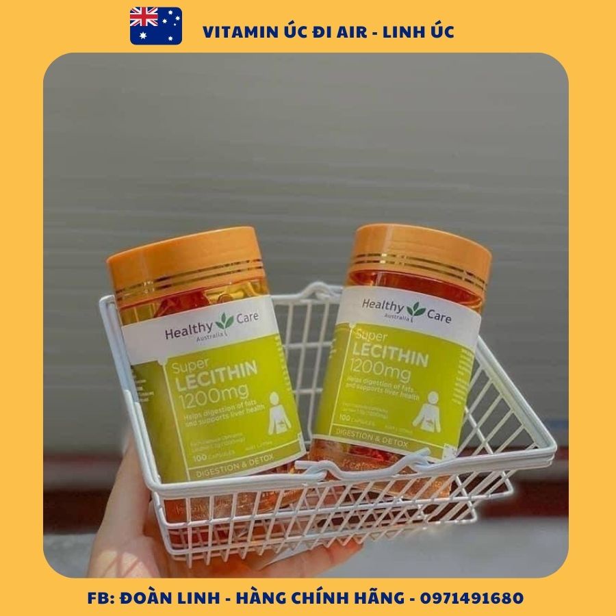 Mầm đậu nành Healthy Care Super Lecithin 1200mg, Hàng Chuẩn Úc, mầm đậu chăm sóc sắc đẹp